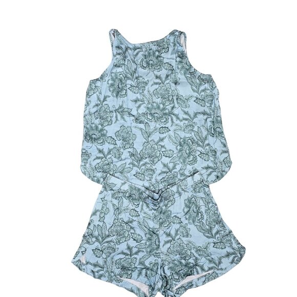 Haven Well Within Womens Floral Print Sleepwear Set M Cotton & Modal Blue & Gree - Picture 4 of 7